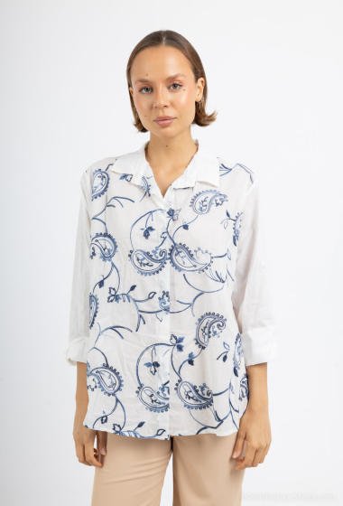 Wholesaler Miss Azur - Shirt embroidered with flowers.