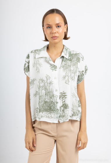 Wholesaler Miss Azur - Cotton gauze flower shirt