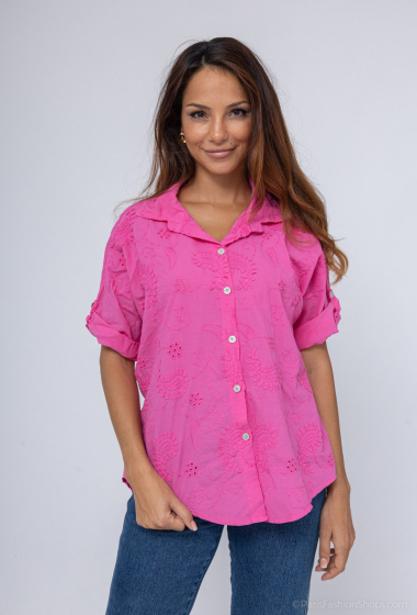 Wholesaler Miss Azur - Embroidered motif shirt with button