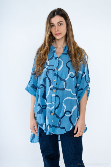 Wholesaler Miss Azur - Women's shirt with geometric pattern