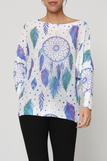 Wholesaler Miss Azur - Knitted top Patterned