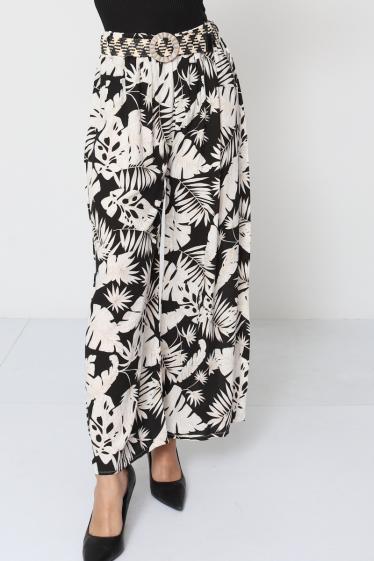 Wholesaler Miss Azur - floral print trousers with belt