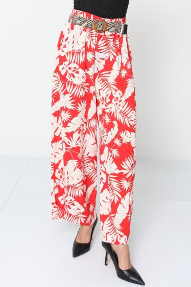 Wholesaler Miss Azur - floral print trousers with belt
