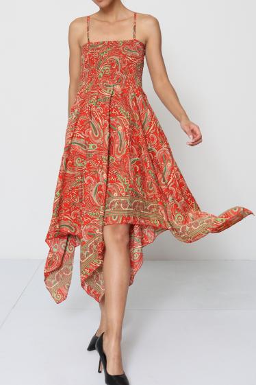 Wholesaler Miss Azur - Women's Smocked Dress - Print