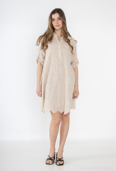 Wholesaler Miss Azur - ENGLISH EMBROIDERY DRESS