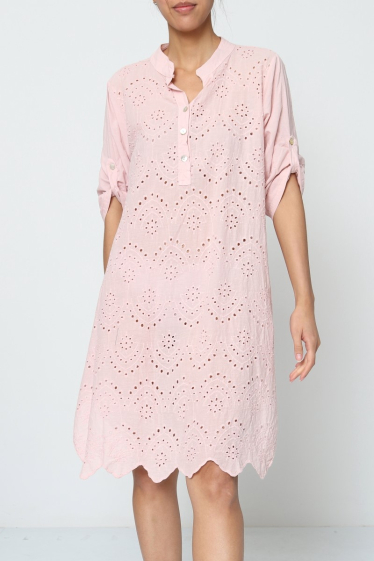 Wholesaler Miss Azur - ENGLISH EMBROIDERY DRESS