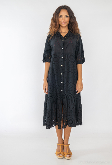 Wholesaler Miss Azur - Long Buttoned Shirt Dress