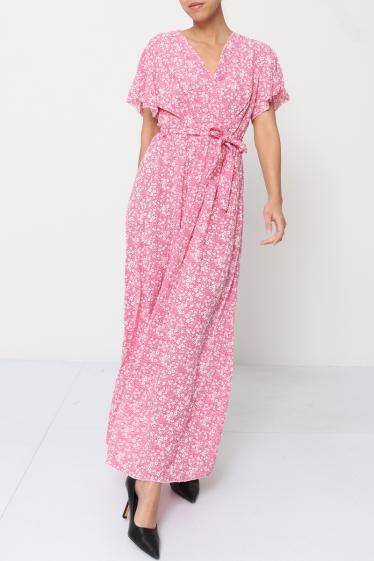 Wholesaler Miss Azur - Long floral print wrap dress