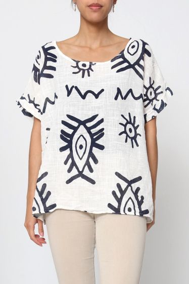 Großhändler Miss Azur - Bedrucktes T-Shirt aus Baumwolle