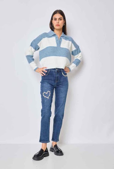 Großhändler Miss Bon - Blue jeans with strass