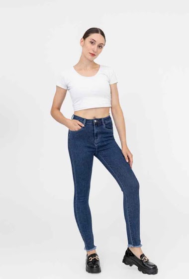 Grossiste Miss Bon - Jeans skinny bleu fonce