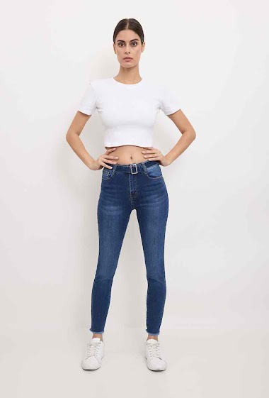 Grossiste Miss Bon - Jeans skinny ceinture