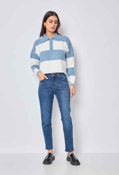 Grossiste Miss Bon - Momfit jeans strass