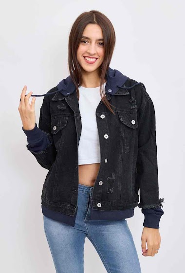 Wholesaler Miss Bon - Denim jacket oversize with grafiti