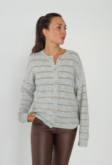 Wholesaler Miss Charm - Striped cardigan with golden buttons