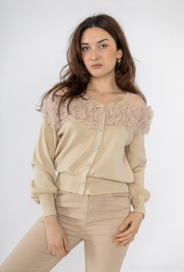 Wholesaler Miss Charm - Vest with rhinestone button scrunchies
