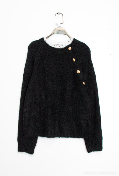 Wholesaler Miss Charm - Buttoned sweater with lace collar