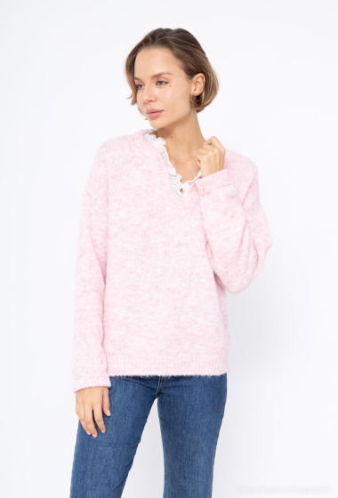 Wholesaler Miss Charm - V-neck sweater with lace
