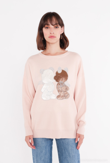 Wholesaler Miss Charm - “Winged teddy bears” patterned sweater