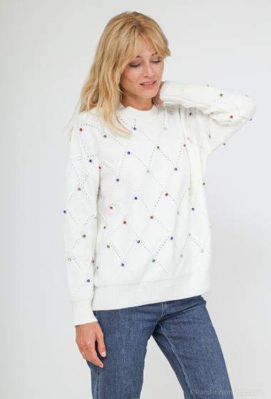 Wholesaler Miss Charm - Multicolor Diamond Pattern Sweater