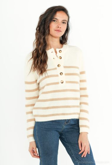 Wholesaler Miss Charm - Striped button sweater