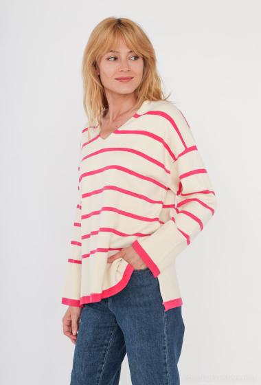 Wholesaler Miss Charm - V-neck striped sweater