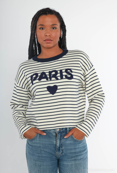 Wholesaler Miss Charm - "PARIS" striped jumper