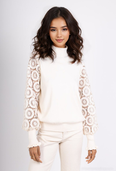 Wholesaler Miss Charm - Sweater with lace sleeves
