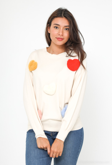 Wholesaler Miss Charm - Sweater with heart pompom