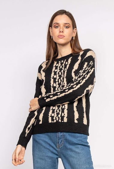 Wholesaler Miss Charm - Two-coloured knit sweater