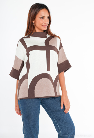 Wholesaler Miss Charm - Short-sleeved patterned sweater