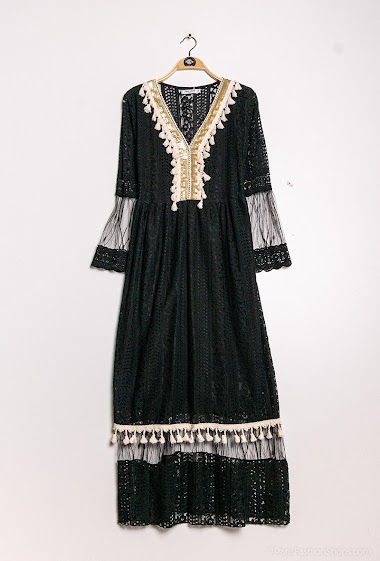 Wholesaler Miss Charm - Lace dress with pompoms