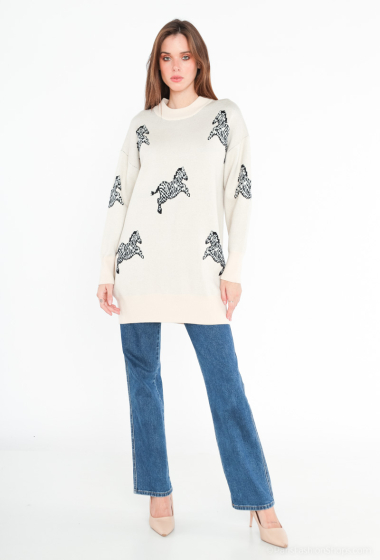 Wholesaler Miss Charm - Horse patterned sweater dress