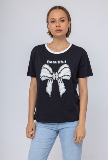 Grossiste Miss Charm - T-shirt à motif "Beautiful"