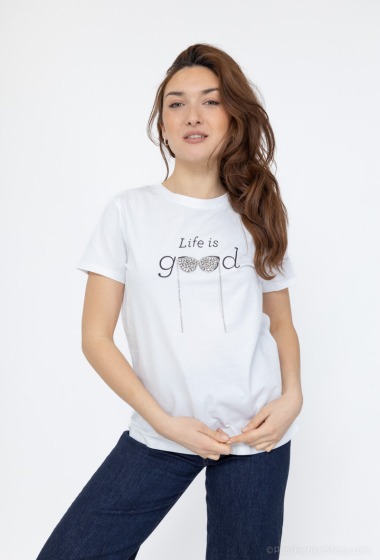 Wholesaler Miss Charm - “Life is good” patterned T-shirt