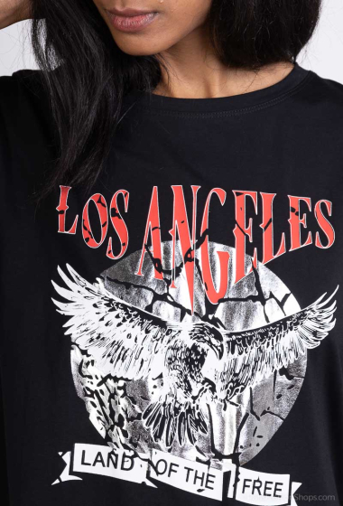 Wholesaler Miss Charm - 'LOS ANGELES' patterned t-shirt