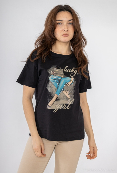 Großhändler Miss Charm - T-Shirt mit „Lucky Girl“-Muster
