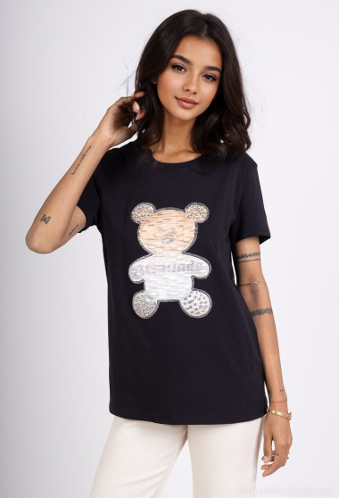 Wholesaler Miss Charm - Teddy bear patterned T-shirt