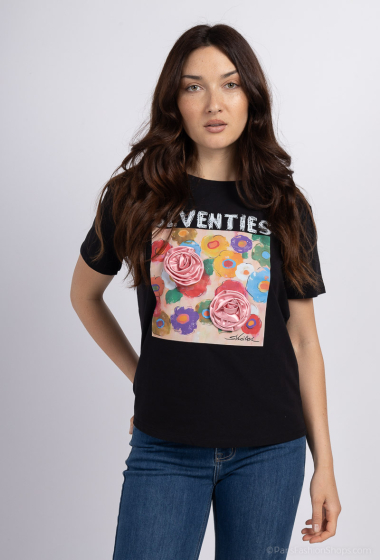 Grossiste Miss Charm - T-shirt à motif "Seventies"