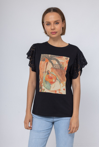 Grossiste Miss Charm - T-Shirt à peinture imprimé