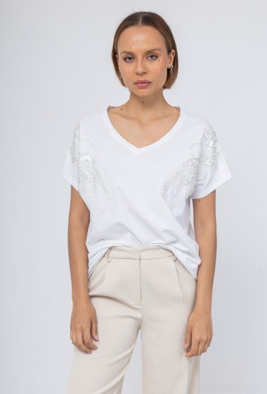 Grossiste Miss Charm - T-shirt avec motif fleurs