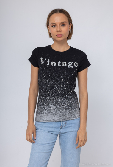 Grossiste Miss Charm - T-Shirt avec motif "Vintage"