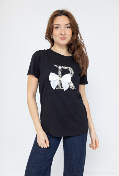 Wholesaler Miss Charm - T-Shirt with bow tie with “R” pattern