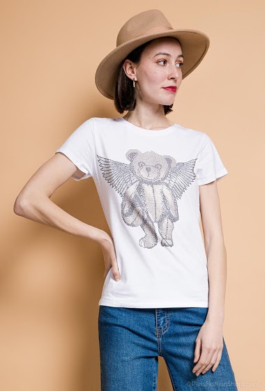 Grossiste Miss Charm - T-shirt avec nounours et strass