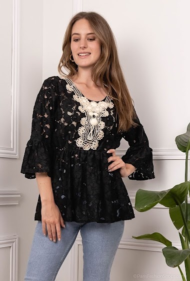 Wholesaler Miss Charm - Lace tunic with pearls
