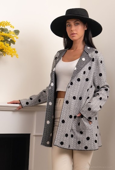 Wholesaler Miss Charm - Knit jacket with polka dots