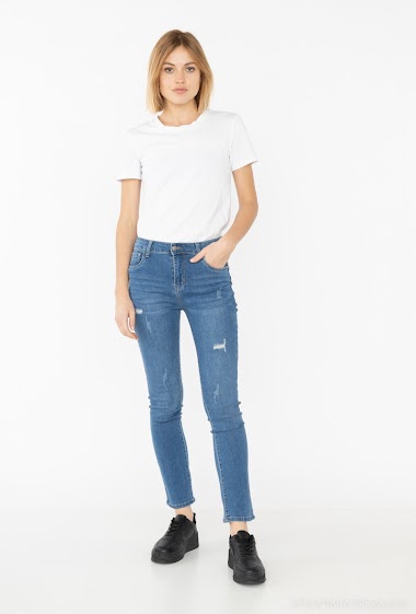 Wholesaler Miss Fanny - Ripped straight fit push up jeans