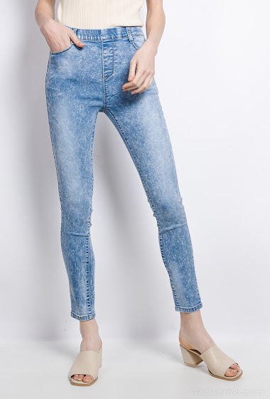 Wholesaler Miss Fanny - Faded skinny jeans with elastic waist
