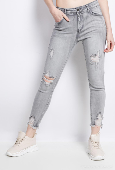 Wholesaler Miss Fanny - Gray ripped skinny jeans