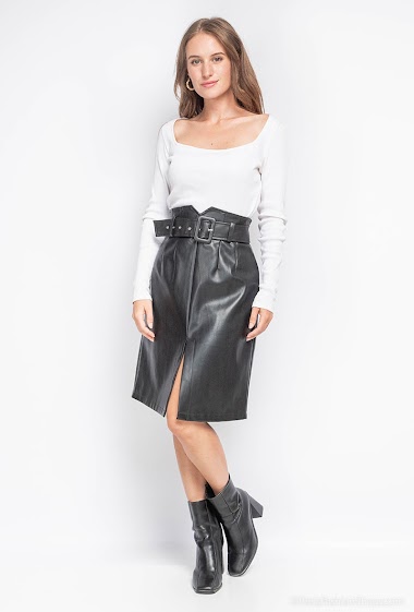Wholesaler Miss Sissi - Faux leather skirt